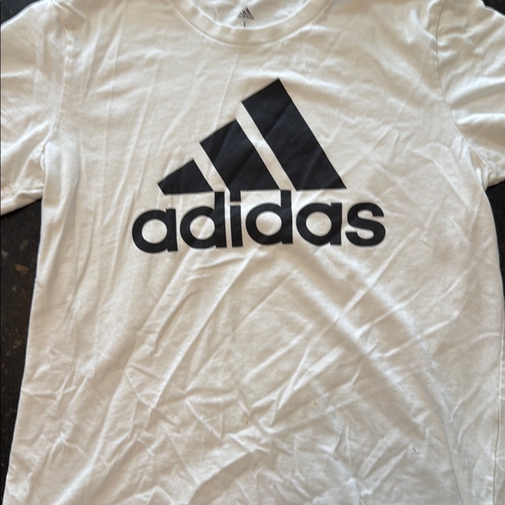 Adidas White Tee with Black Emblem